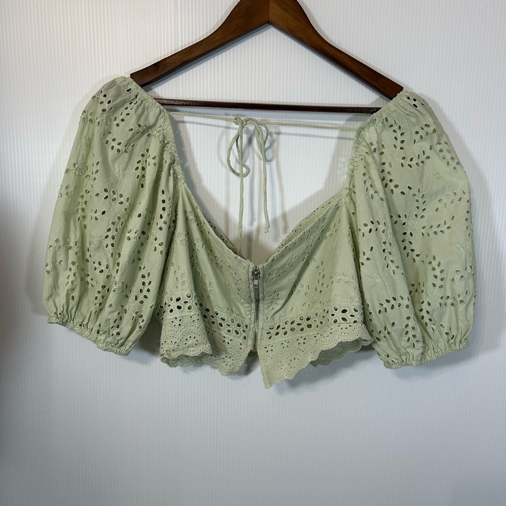 Altar’d State Eyelet Crop Top Green Size XL - Picture 6 of 13